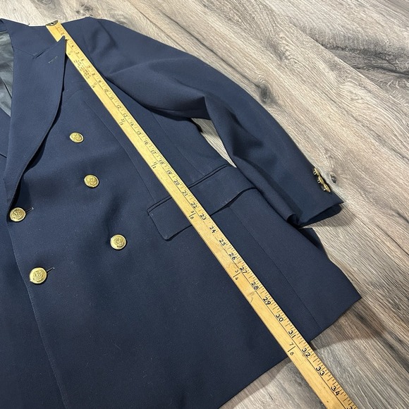 Stanley Blacker navy blue wool Blazer gold button sport jacket 42R - Picture 11 of 12